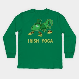 Irish Yoga T Rex St Patricks Day Kids Long Sleeve T-Shirt